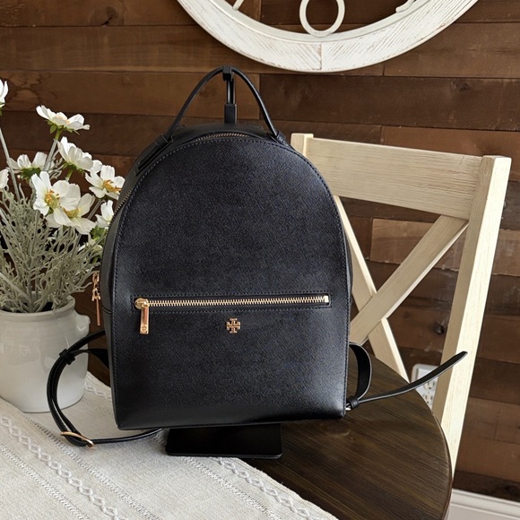 Tory Burch Handbags - Tory Burch Emerson Saffiano Leather Backpack with Gold Hardware